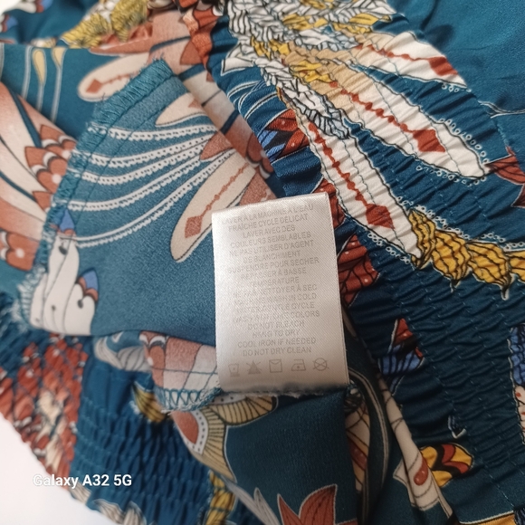 Rachel Zoe Blue and Red Wide-Leg Pants with Tropical Print Size S - Picture 8 of 13